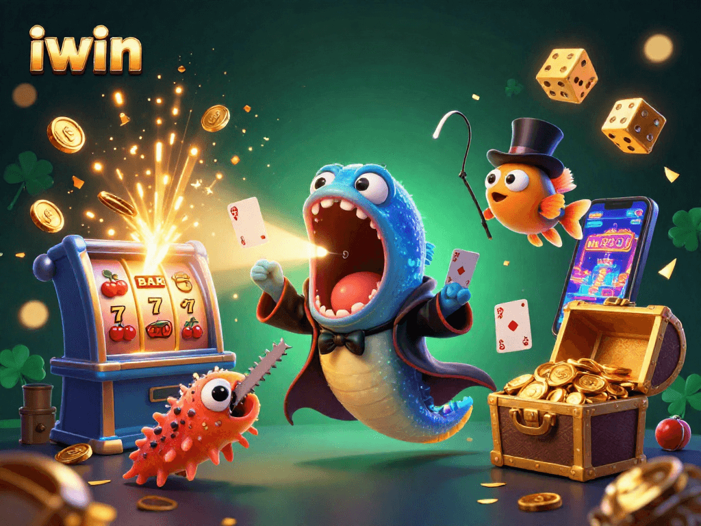 iwin carnival showcases magical card tricks amid a vibrant slot machine explosion.