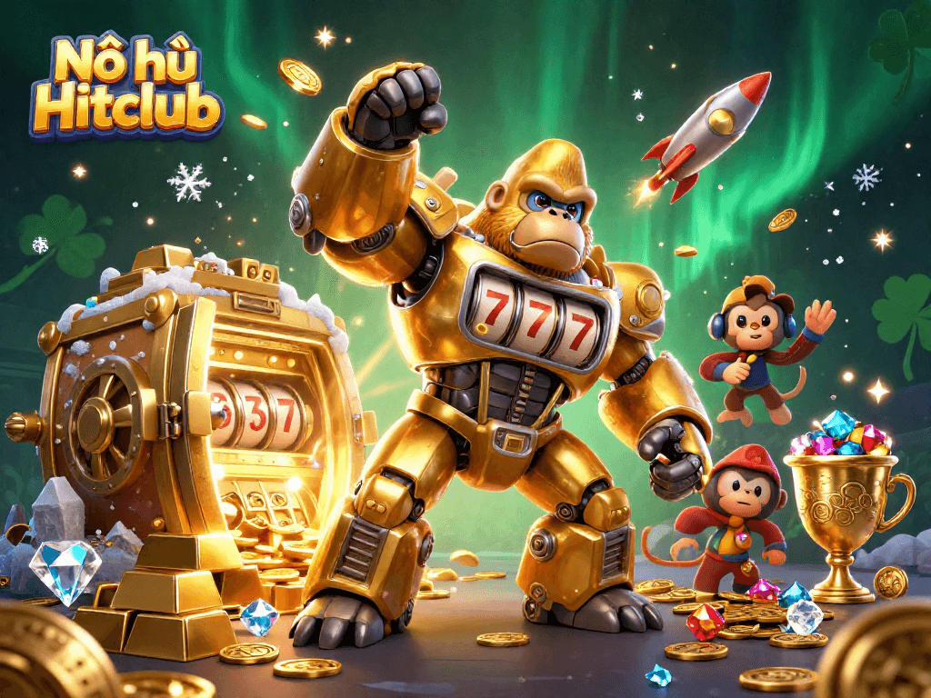 Nổ hũ Hitclub unleashes jackpots with a gorilla mech and vibrant casino treasures!