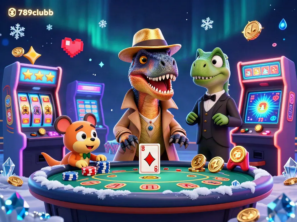 Experience the thrill of 789clubb with a velociraptor and stegosaurus at the blackjack table.