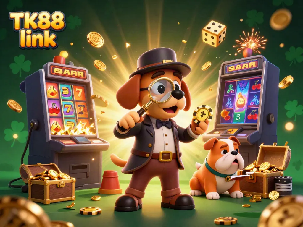 Explore the magical world of TK88 link with engaging casino elements in a 3D illustration.