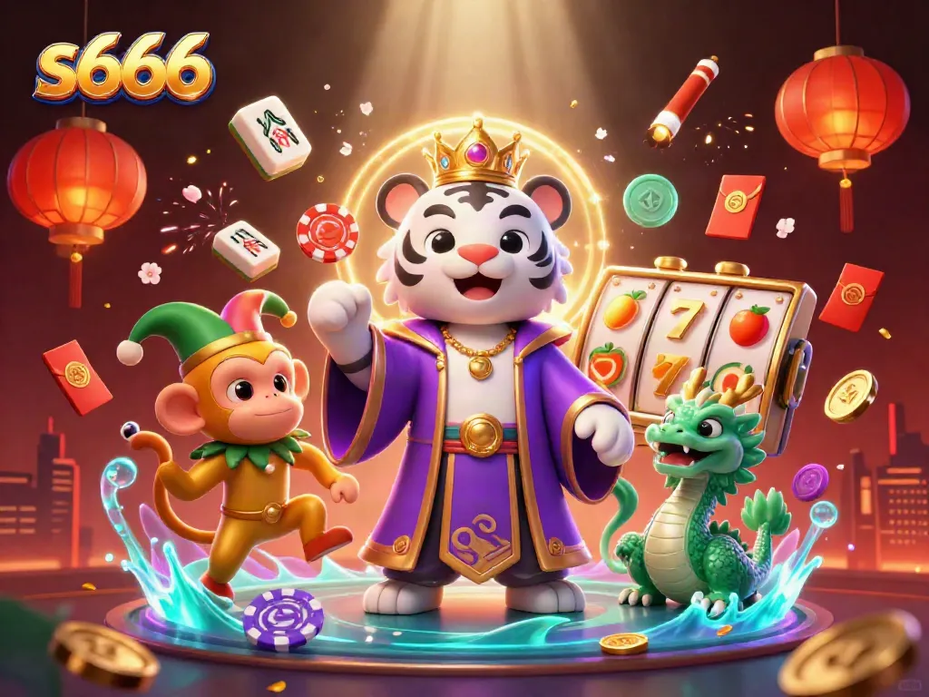 Engage in thrilling casino action with s666's dynamic gaming world featuring vibrant characters and elements.