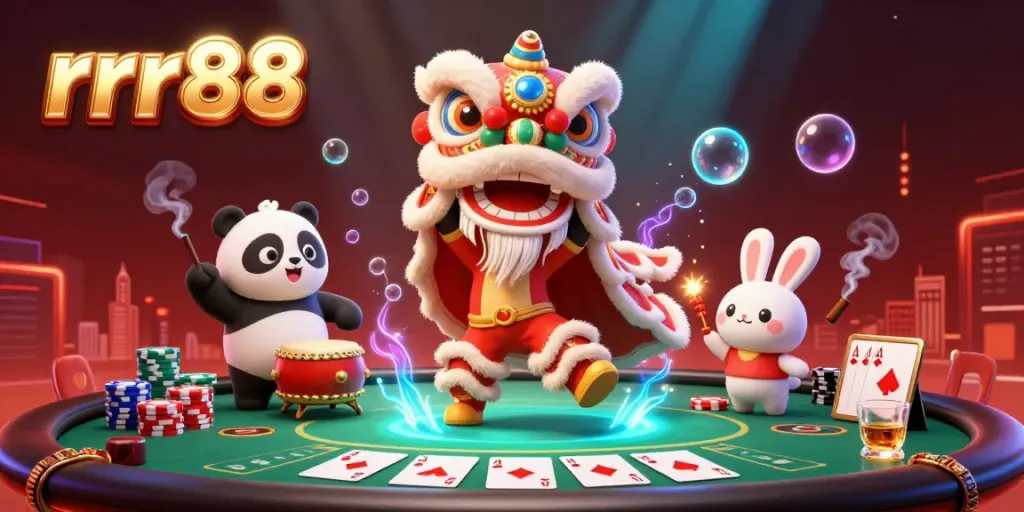 Engaging rrr88 casino scene featuring vibrant characters and a dynamic poker game atmosphere.