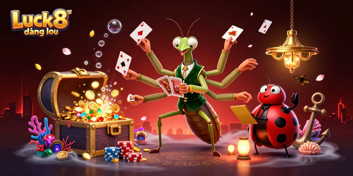 Luck8 đăng nhập offers vibrant casino action with a praying mantis dealer, rich visuals, and engaging gameplay elements.