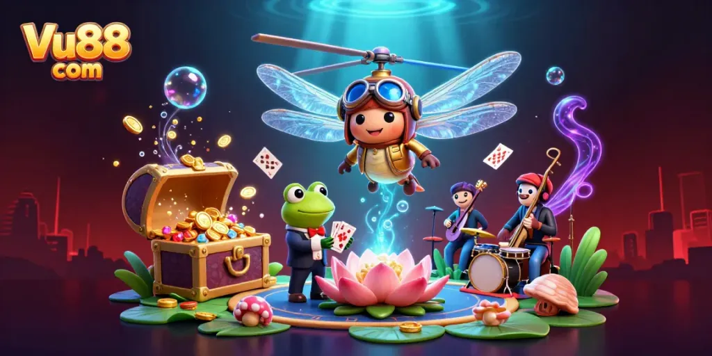 Experience thrilling games at Vu88 com with vibrant 3D casino action featuring lively characters and dynamic elements.