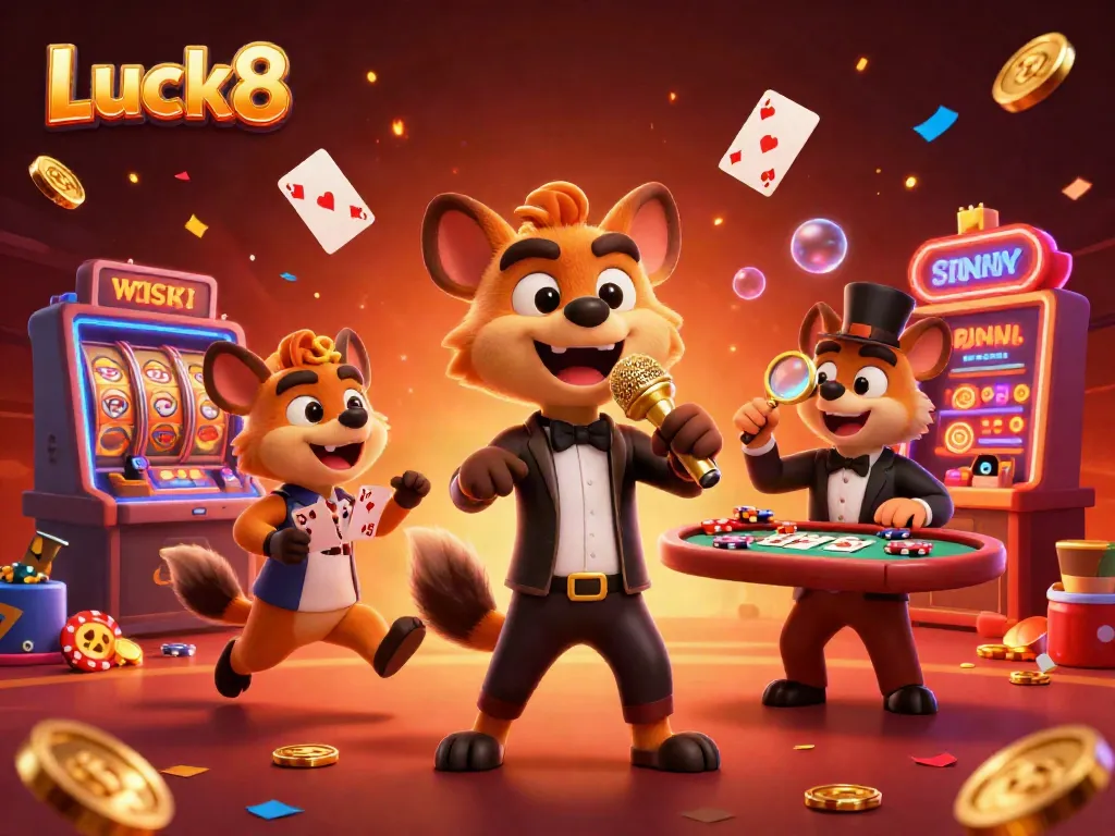 Experience the lively energy of Luck8's casino with hyenas as entertainers, dealers, and bouncers.