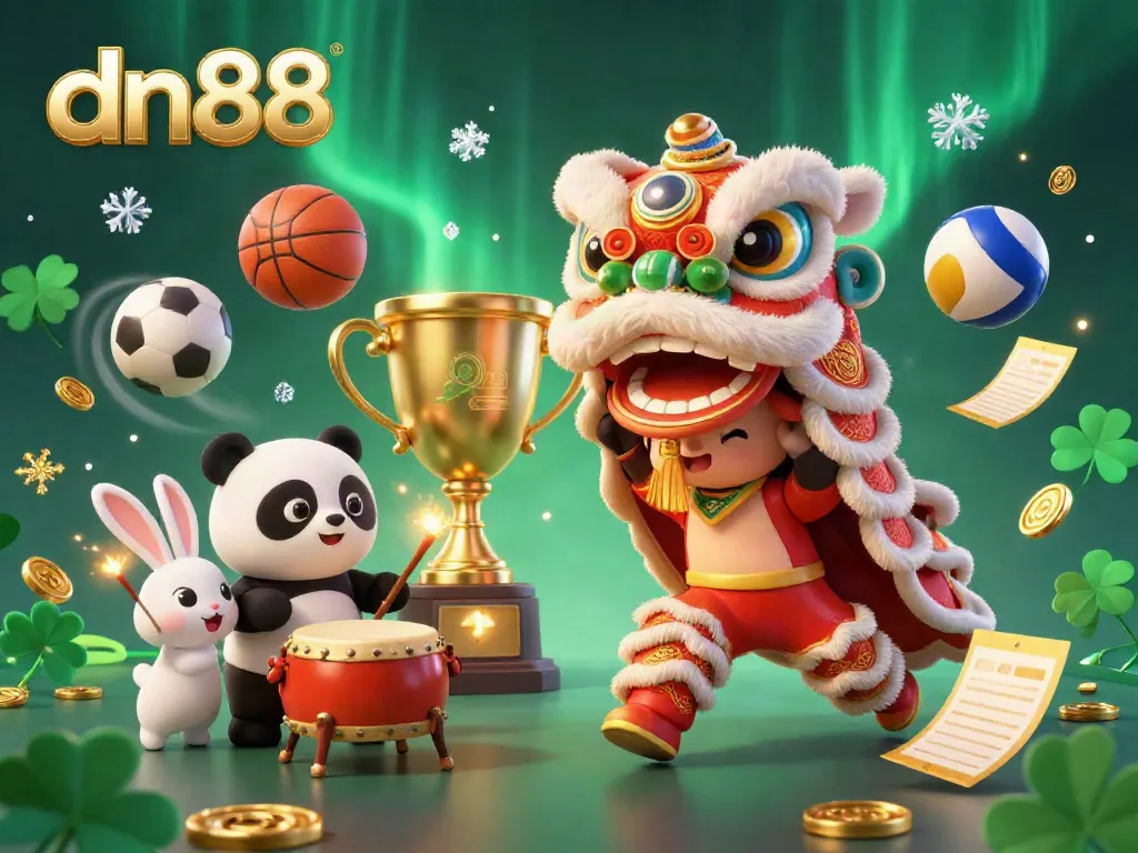 Experience exhilarating gaming at dn88 with vibrant lion dance and dynamic sports elements.