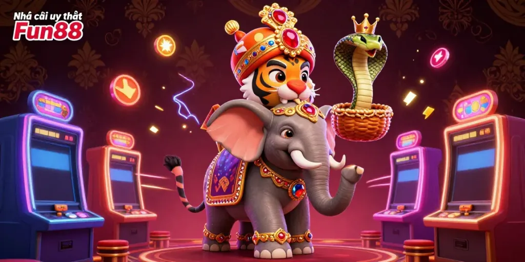 Experience thrilling gaming at Nhà cái uy tín Fun88 with vibrant casino gaming elements amidst exotic characters.