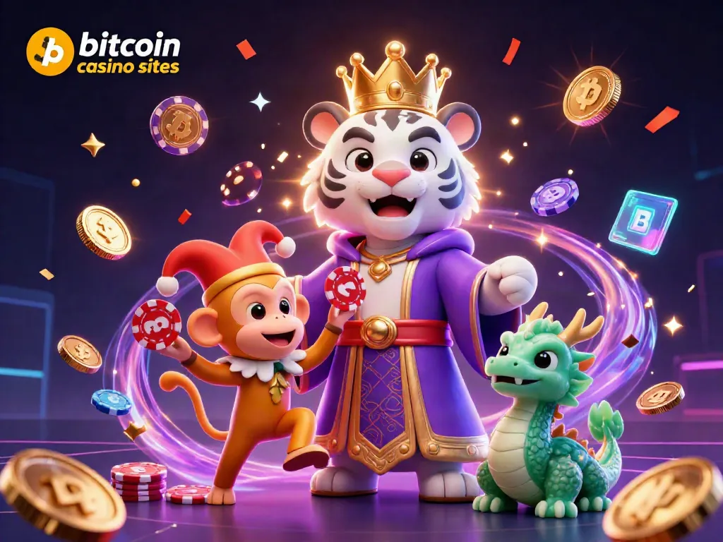 Engage with top bitcoin casino sites showcasing a tiger and monkey celebrating crypto wins